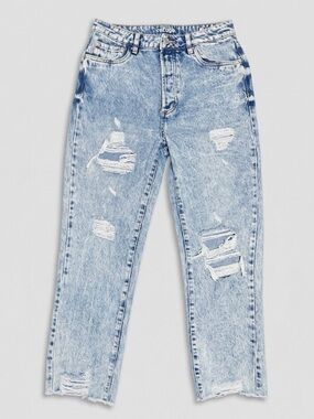 Refuge High waist ankle straight ripped light washed jeans